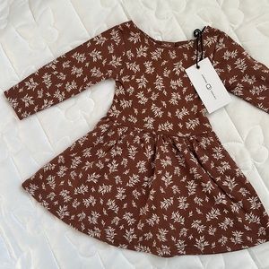 NWT Colored Organics Long Sleeve Swing Dress in Ali Leaf Pecan 6-12 Months